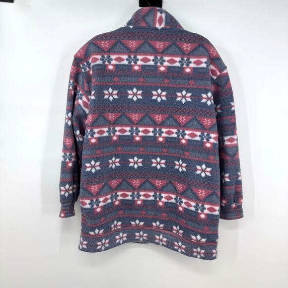 Vintage Haband Fleece Jacket Womens XL Fair Isle Nordic Snowflake Y2K Aztec - Picture 6 of 8